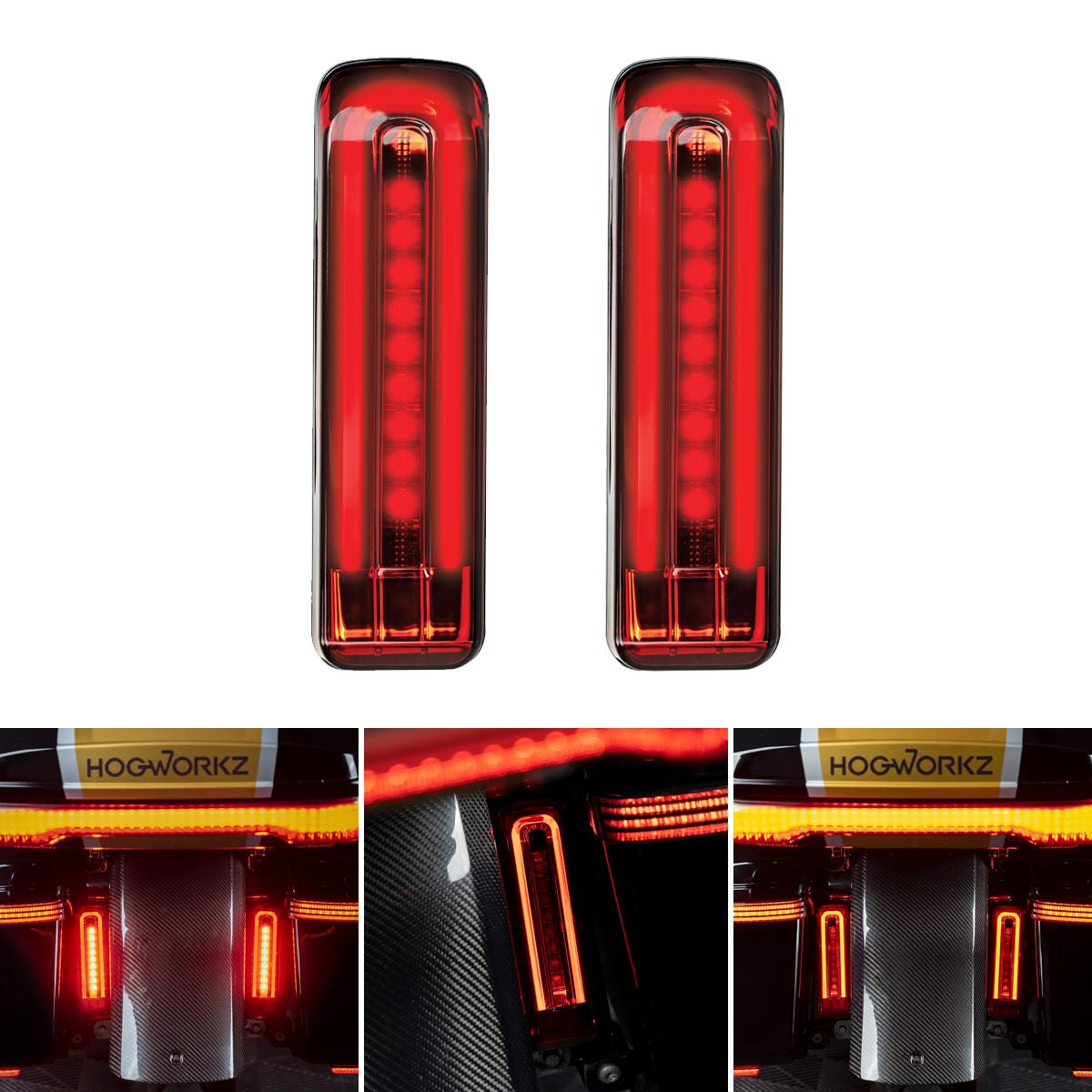 HOGWORKZ® Lumipro LED - 紅燈殼 側箱擋板LED燈 (適用： 14-25 Touring)